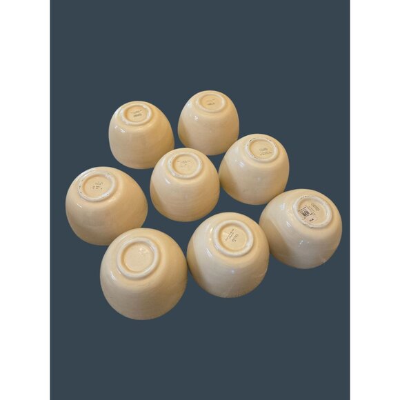 Set Of 8 Pottery Barn Sausalito Beige Stoneware Bowls - Picture 6 of 10